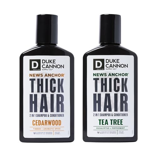 Duke Cannon Supply Co. News Anchor 2-in-1 Hair Wash Cedarwood, Tea Tree Formula Variety-Pack - Paraben Free, Protein for Strength, Superior Hydration, No Harsh Sulfates, 10 oz (Variety 2 Pack)