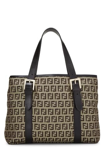 Fendi, sac à main en toile marron Zucchino d'occasion, marron