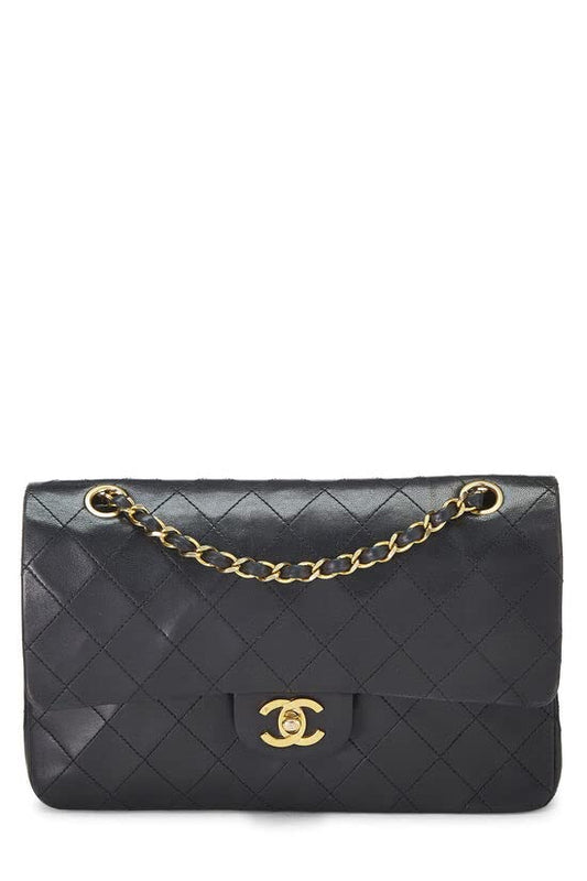 CHANEL, Pre-Loved Black Quilted Lambskin Classic Double Flap Medium, Black