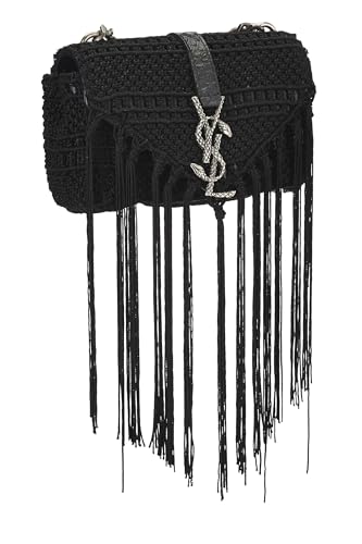 YVES SAINT LAURENT, Bolso bebé con cadena de serpiente de crochet de punto negro Pre-Loved, Negro