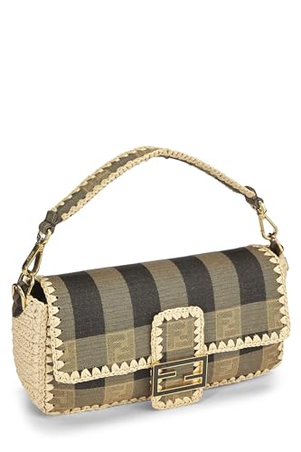 Fendi, sac à main convertible en toile Pequin marron d'occasion, taille moyenne, multicolore