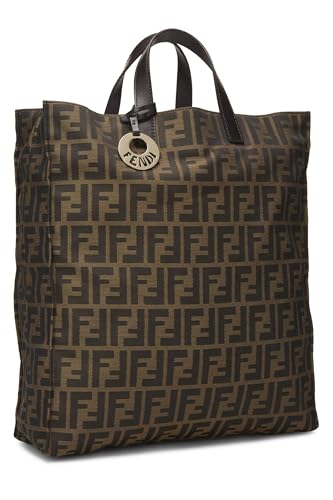 Fendi, sac fourre-tout vertical en toile marron Zucca de taille moyenne, d'occasion, marron