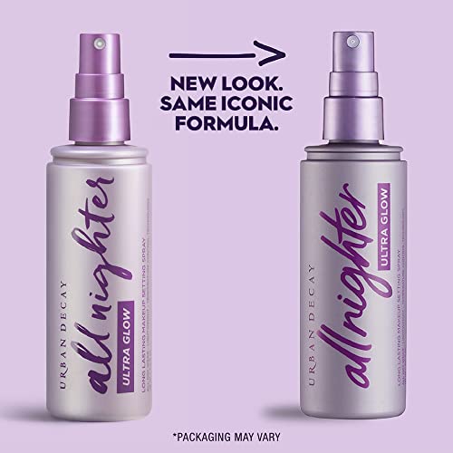 Urban Decay All Nighter Extra Glow Dewy Makeup Setting Spray for Face, Transfer-proof, Long-lasting 16 HR Wear, Hyaluronic Acid & Agave Extract, Radiant Finish, Oil-free, Paraben-free, Vegan - 4 fl oz