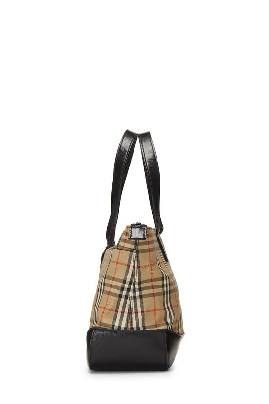 Burberry, sac hobo long à carreaux Haymarket noir d'occasion, noir