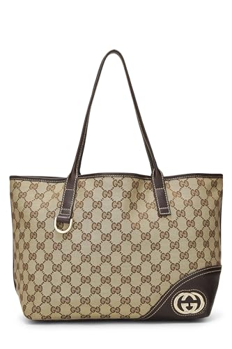 Gucci, Bolso tote Britt de lona GG original marrón Pre-Loved, Marrón