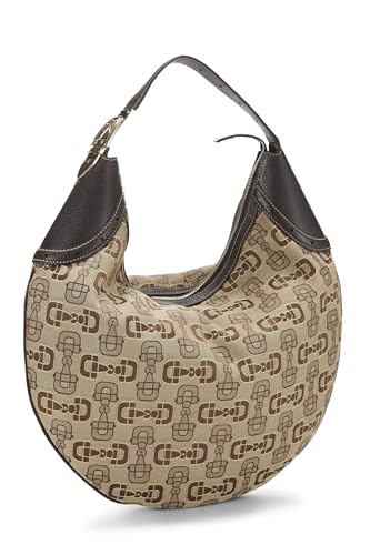 Gucci, Pre-Loved Brown Horsebit Canvas Hobo, Brown