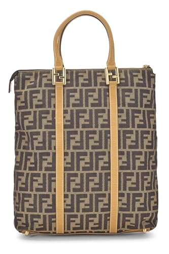 Fendi, Bolso tote vertical de lona Zucca marrón Pre-Loved, Marrón