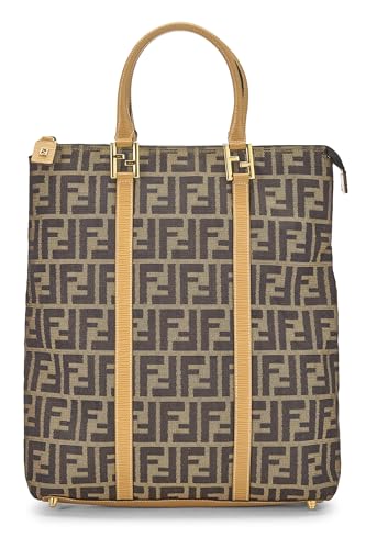 Fendi, sac fourre-tout vertical en toile marron Zucca d'occasion, marron