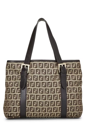 Fendi, sac à main en toile marron Zucchino d'occasion, marron