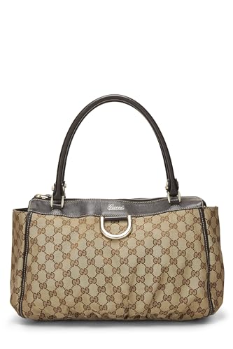 Gucci, sac fourre-tout zippé Abbey en toile GG marron d'occasion avec anneau en D, marron