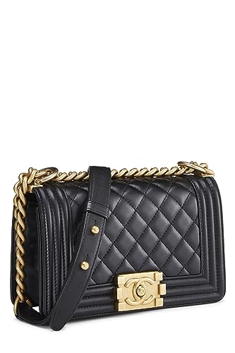 Chanel, Pre-Loved Black Quilted Lambskin Boy Bag Small, Black