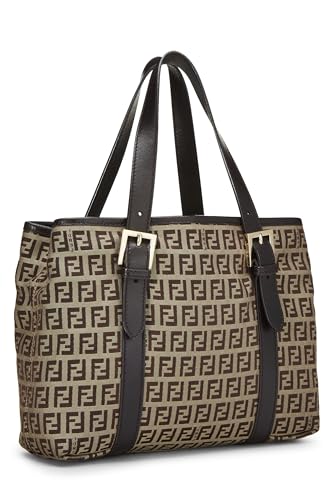 Fendi, sac à main en toile marron Zucchino d'occasion, marron