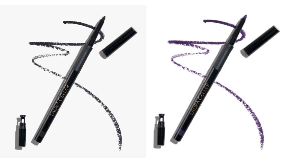 Crayon pour les yeux LAURA GELLER NEW YORK INKcredible Precise Gel Waterproof anti-taches avec taille-crayon intégré, violet foncé + merle (2 pièces)