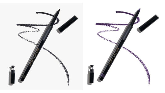 Crayon pour les yeux LAURA GELLER NEW YORK INKcredible Precise Gel Waterproof anti-taches avec taille-crayon intégré, violet foncé + merle (2 pièces)