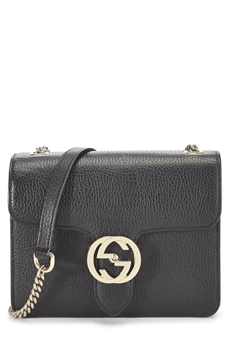 Gucci, Pre-Loved Black Leather Interlocking Crossbody Small, Black