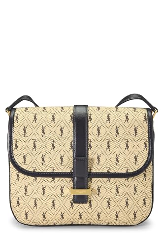 Yves Saint Laurent, Petit sac à main Le Monogramme en toile beige pré-aimé, Noir