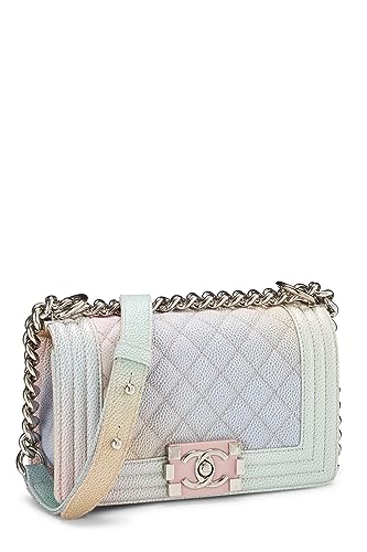 Chanel, Pre-Loved Rainbow Quilted Caviar Boy Bag Small, Pink