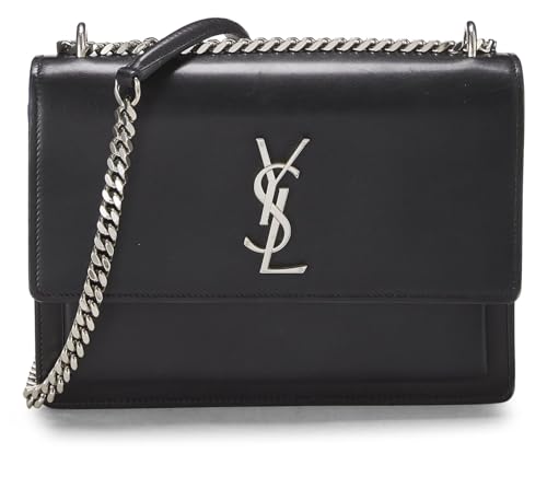 Yves Saint Laurent, Pre-Loved Black Calfskin Sunset Shoulder Bag Medium, Black