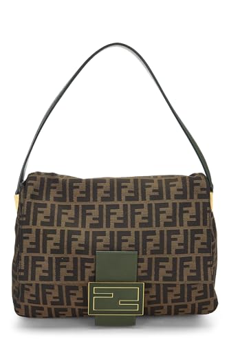 Fendi, Pre-Loved Mamá grande de lona Zucca verde y marrón, Verde