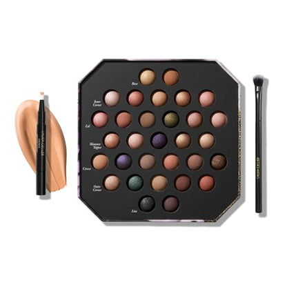 LAURA GELLER Ultimate Party Eyes Kit - Comprend une base pour les yeux imperméable + un pinceau à paupières estompeur + la palette de fards à paupières ultime pour les fêtes, Sensational Soiree