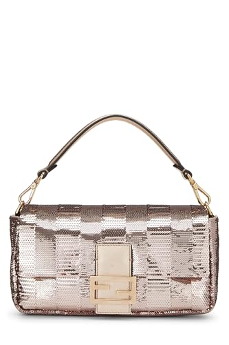 Fendi, Pre-Loved Pink Sequin Convertible Baguette Medium, Pink