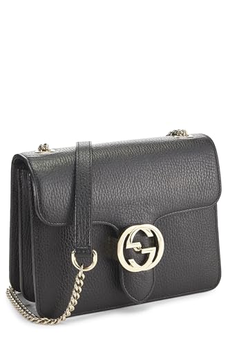 Gucci, Pre-Loved Black Leather Interlocking Crossbody Small, Black