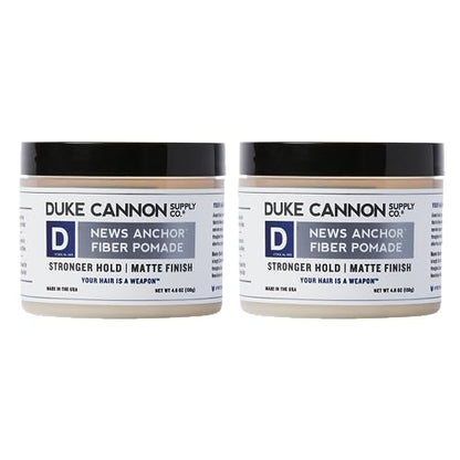 Duke Cannon News Anchor Fiber Pomade - Tenue forte, finition mate naturelle - 4,6 oz (paquet de 2)