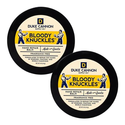 Duke Cannon Bloody Knuckles Hand Repair Balm - Unscented Moisturizer for Hardworking Hands | Lanolin Formula | Repair and Revitalize Dry, Cracked Skin | Ideal for Workers and Fighters (2 Pack)