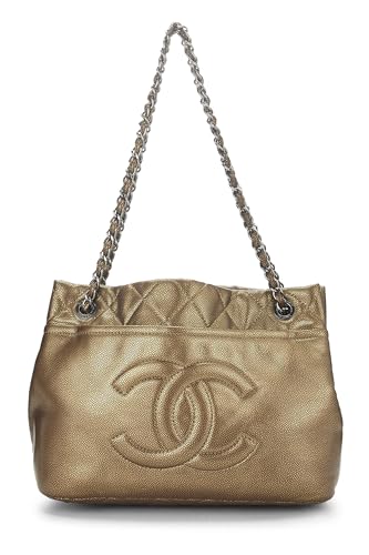 Chanel, Bolso shopper suave mediano Pre-Loved Gold Caviar Timeless 'CC', dorado