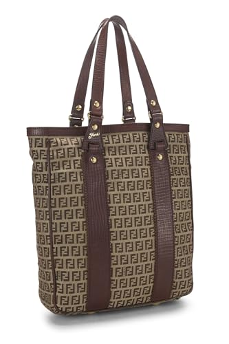 Fendi, Pre-Loved Brown Zucchino Canvas Tote Small, Brown