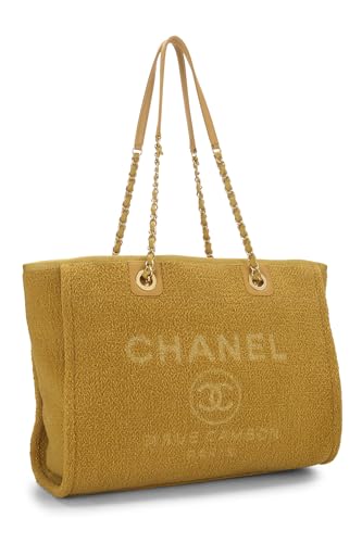 Chanel, Pre-Loved Yellow Boucle Deauville Tote Medium, Yellow