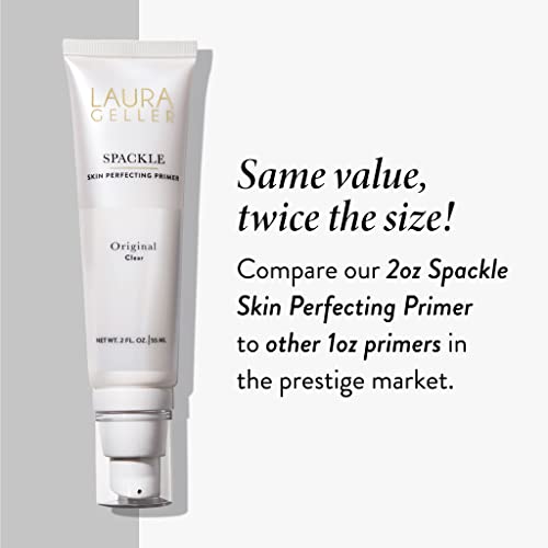 Base de maquillaje en polvo Baked Double Take de LAURA GELLER NEW YORK, Deep + Spackle Super-Size Skin Perfecting Makeup Primer con ácido hialurónico, Original