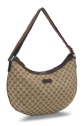 Gucci, sac messager rond en toile GG d'occasion, grand modèle, marron