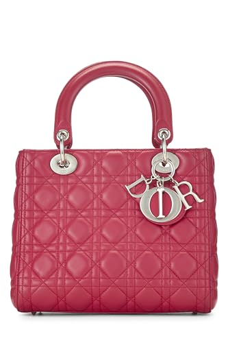 Dior, Lady Dior Medium en cuir d'agneau matelassé Cannage rose d'occasion, rose