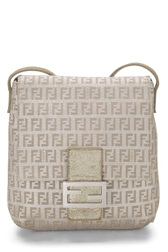 Fendi, sac messager tubulaire en toile Zucchino Lurex doré d'occasion, petit modèle, doré