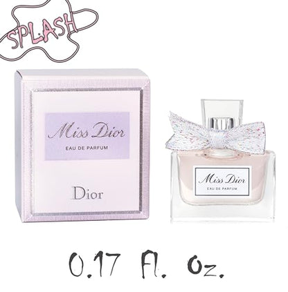 Eau de Parfum Mini Splash de Miss Dior para mujer, 0,17 onzas