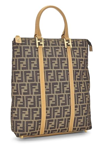 Fendi, Bolso tote vertical de lona Zucca marrón Pre-Loved, Marrón