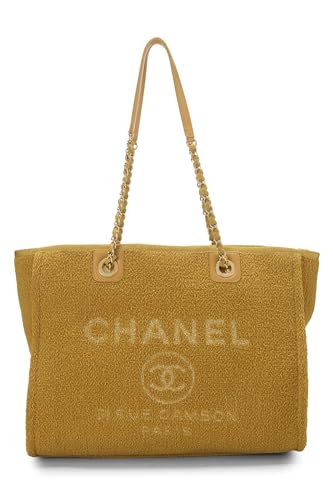 Chanel, Pre-Loved Yellow Boucle Deauville Tote Medium, Yellow