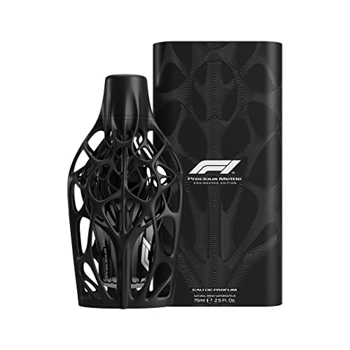 Perfume Formula 1 PRECIOUS METTLE Engineered Collection para hombre, una colonia masculina EDP con ámbar amaderado, diseño de botella exclusivo con exoesqueleto 3D, regalo de carreras, 2.5 fl oz