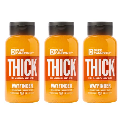 Gel de baño de alta viscosidad THICK de Duke Cannon Supply Co. para hombres Wayfinder: ingredientes de primera calidad, espesantes de origen vegetal, espuma superior, exfoliante natural, 17,5 onzas líquidas (paquete de 3)