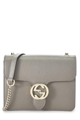 Gucci, petit sac à bandoulière entrelacé en cuir gris d'occasion, gris