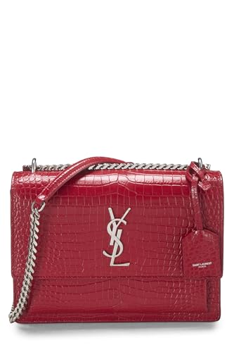 Yves Saint Laurent, Atardecer mediano de cuero con relieve rojo Pre-Loved, Rojo