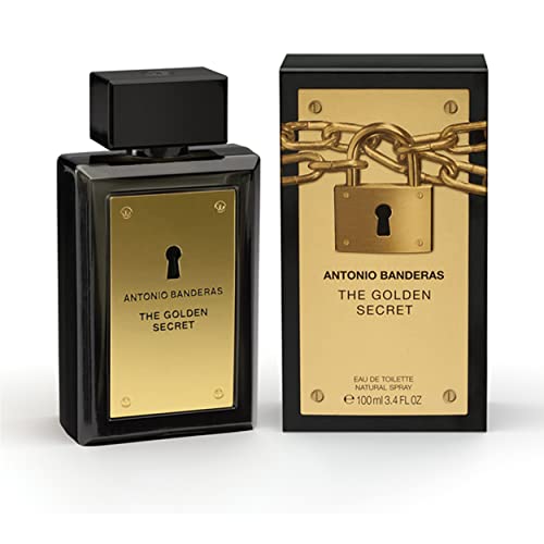 Parfums Antonio Banderas - The Golden Secret - Eau de Toilette Spray pour Homme - Longue Durée - Parfum Masculin, Décontracté et Élégant - Notes Menthe, Pomme et Épicées - Idéal pour la Journée - 3,4 Fl Oz