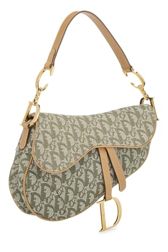 Dior, Pre-Loved Green Trotter Canvas Saddle Bag, Green