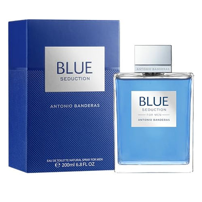 Perfumes Antonio Banderas - Blue Seduction - Eau de toilette para hombre - Larga duración - Fragancia fresca e informal - Ideal para usar durante el día - 6.7 Fl. Oz