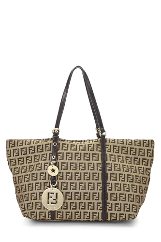 Fendi, Pre-Loved Beige Zucchino Canvas Tote Small, Brown