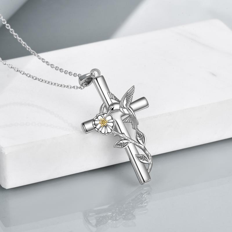 Collier croix colibri cadeaux pour femmes en argent sterling