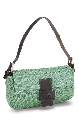 Fendi, Pre-Loved Green Beaded Baguette, Green