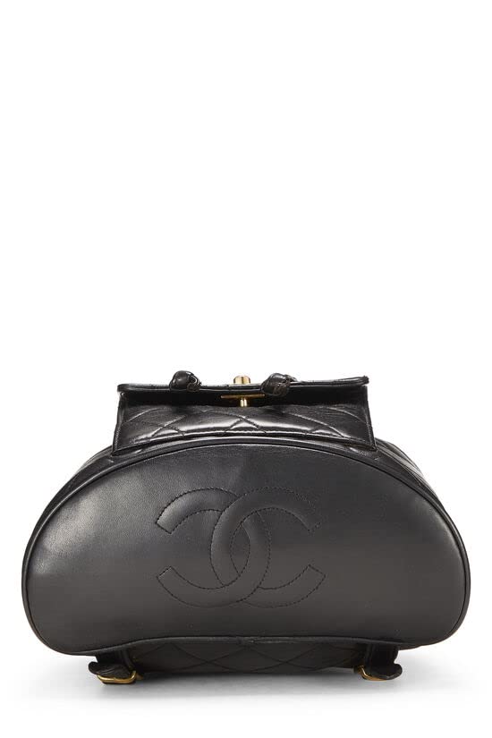 CHANEL, Mochila clásica 'CC' de piel de cordero acolchada negra Pre-Loved, Mediana, Negro