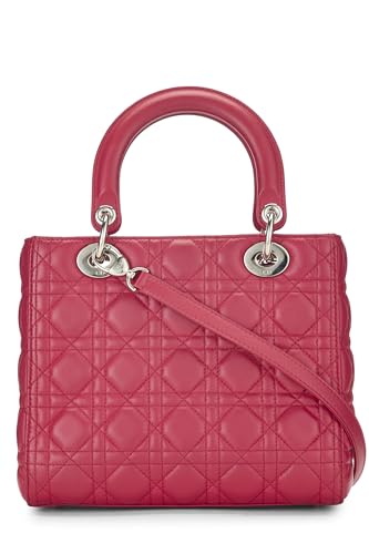 Dior, Pre-Loved Pink Cannage Quilted Lambskin Lady Dior Medium, Pink